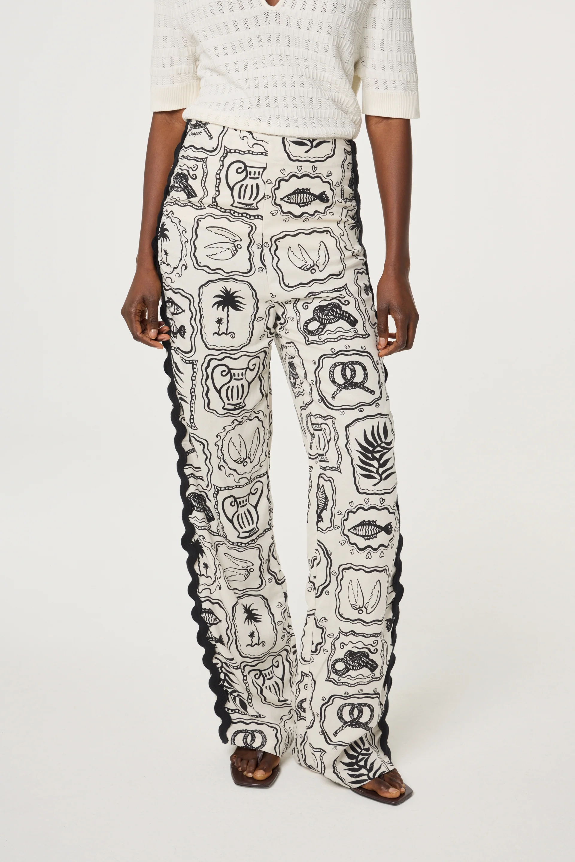 Guicho Trousers | Cosy White/Black