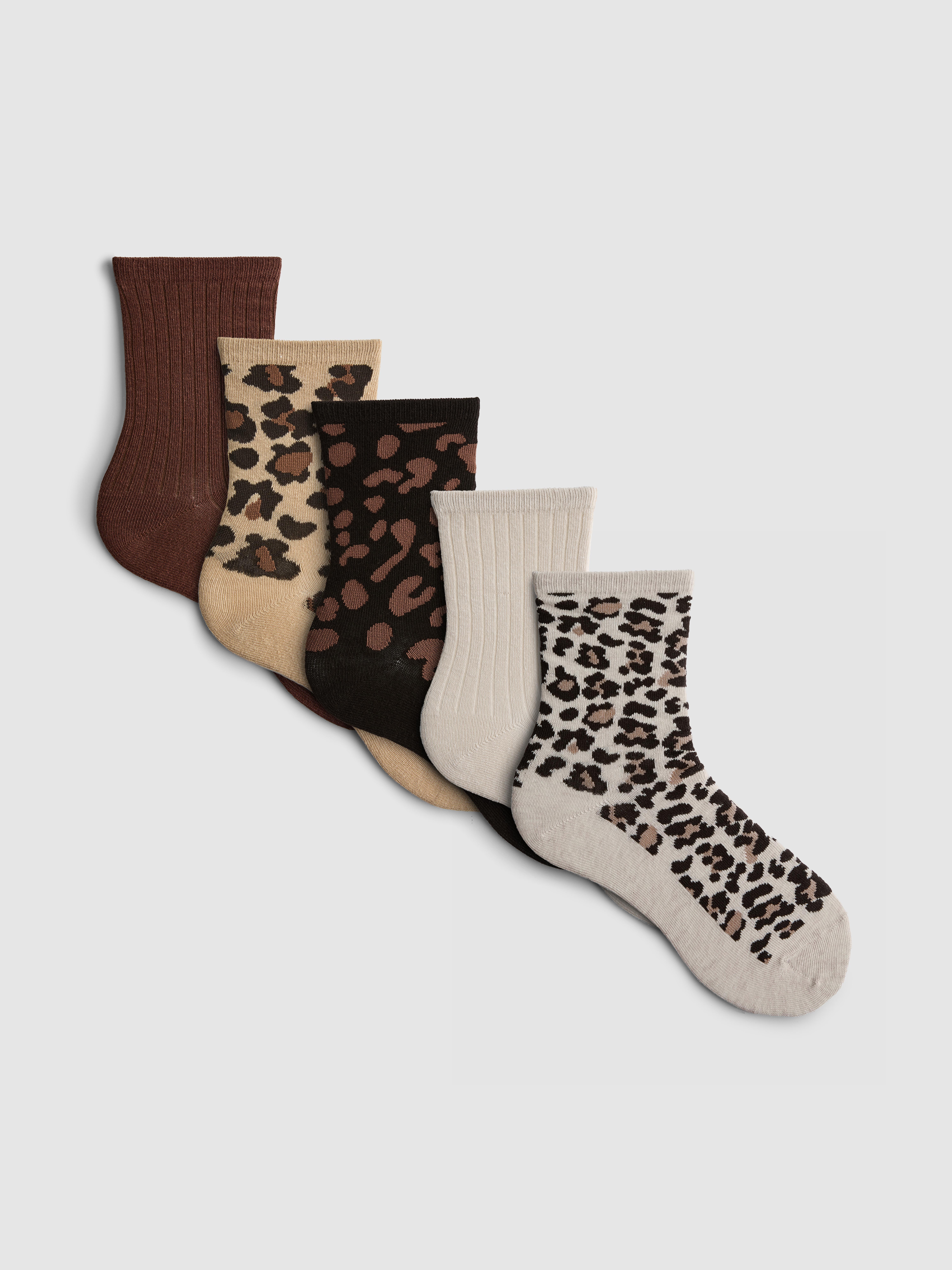 5pk Animal Pattern Crew Socks