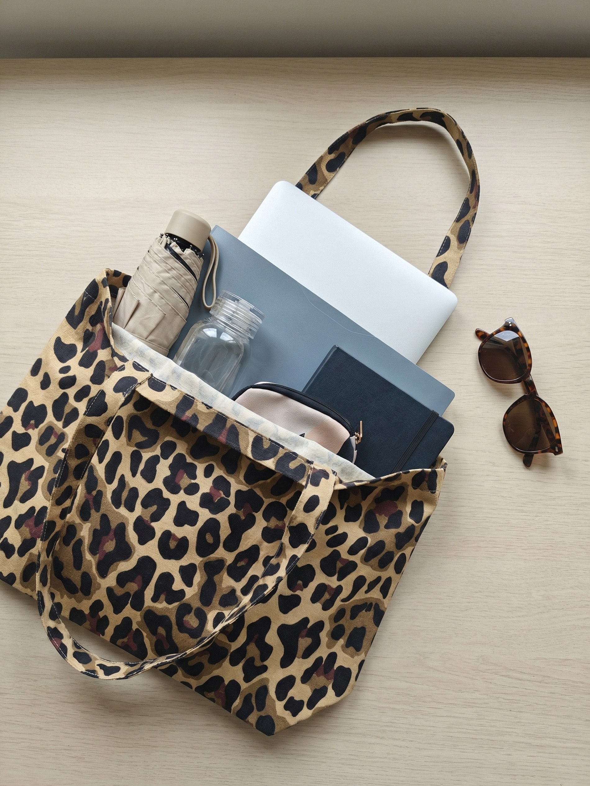 Torba shopper na ramię w panterkę