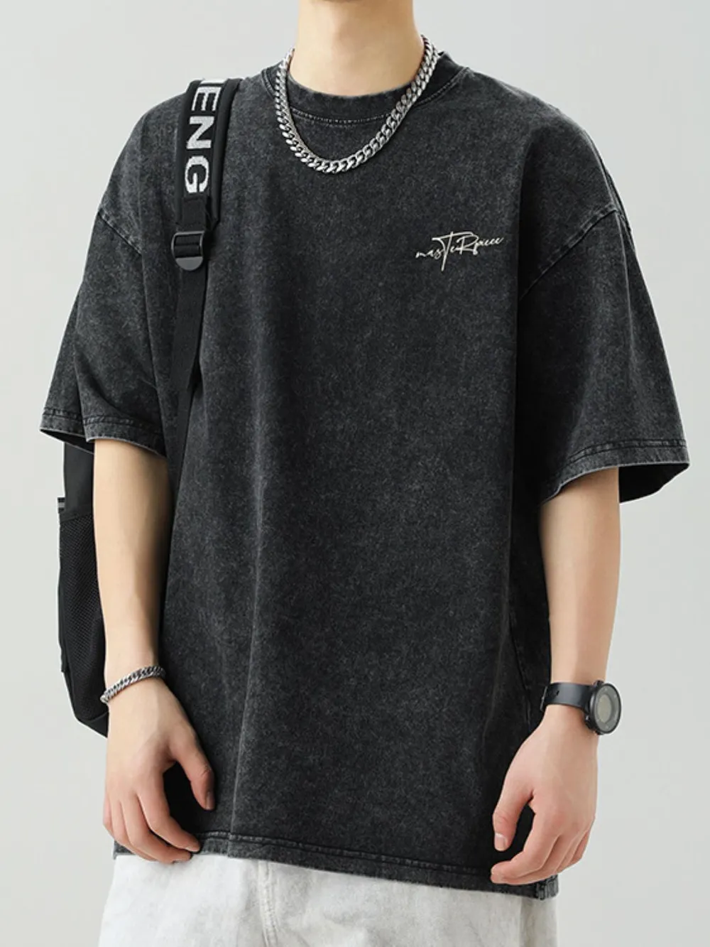 Men's Plus Size Round Neck Letter Graphic T-Shirt