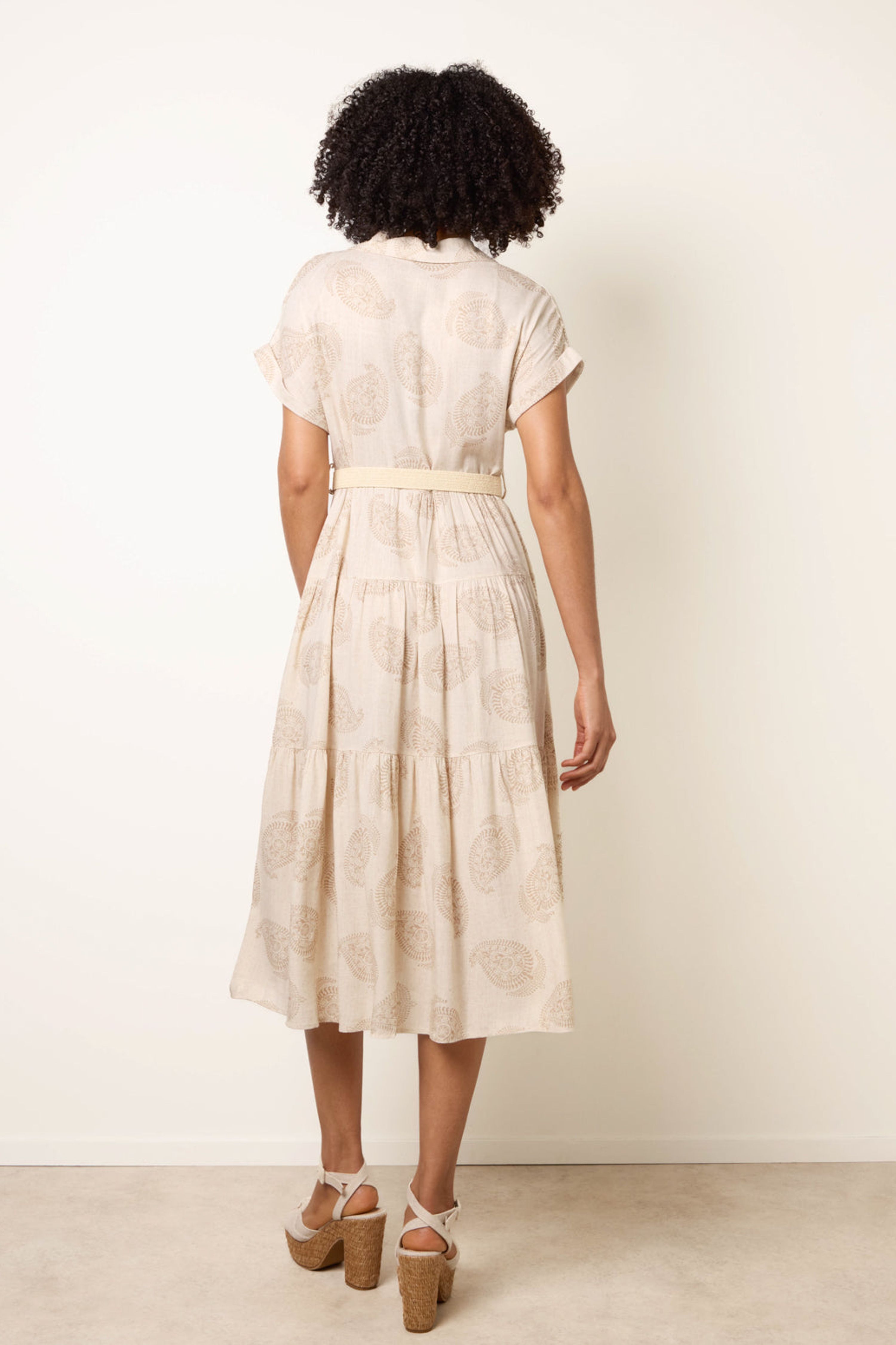 Blue Vanilla Off White Paisley Print Dress