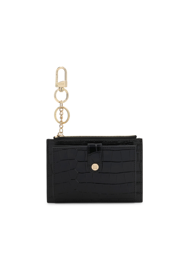 Compact wallet made of leather in kroko pattern