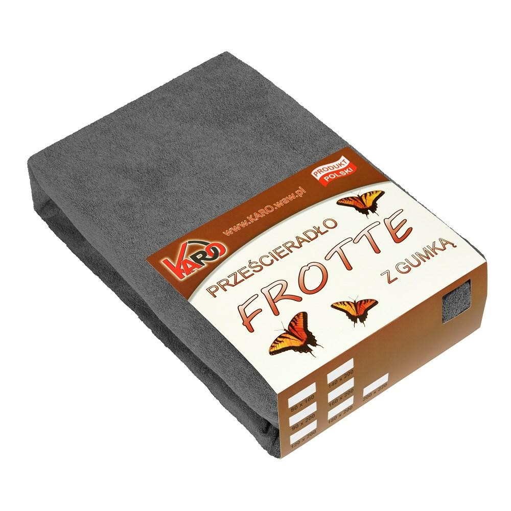 Prześcieradło frotte z gumką 200x220 antracytowe 072 KARO