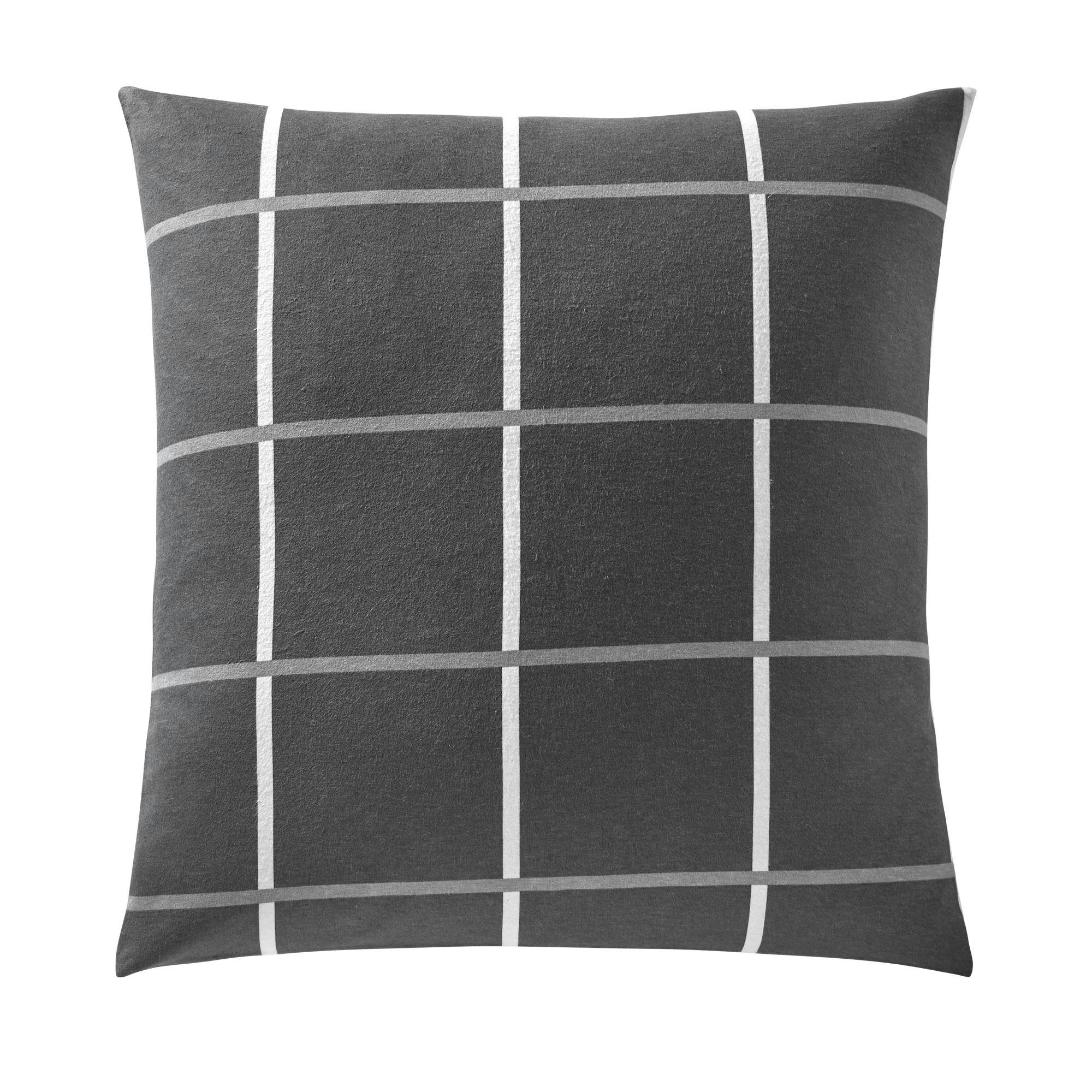 CARREAUX - Taie sac 63x63 gris foncé en coton