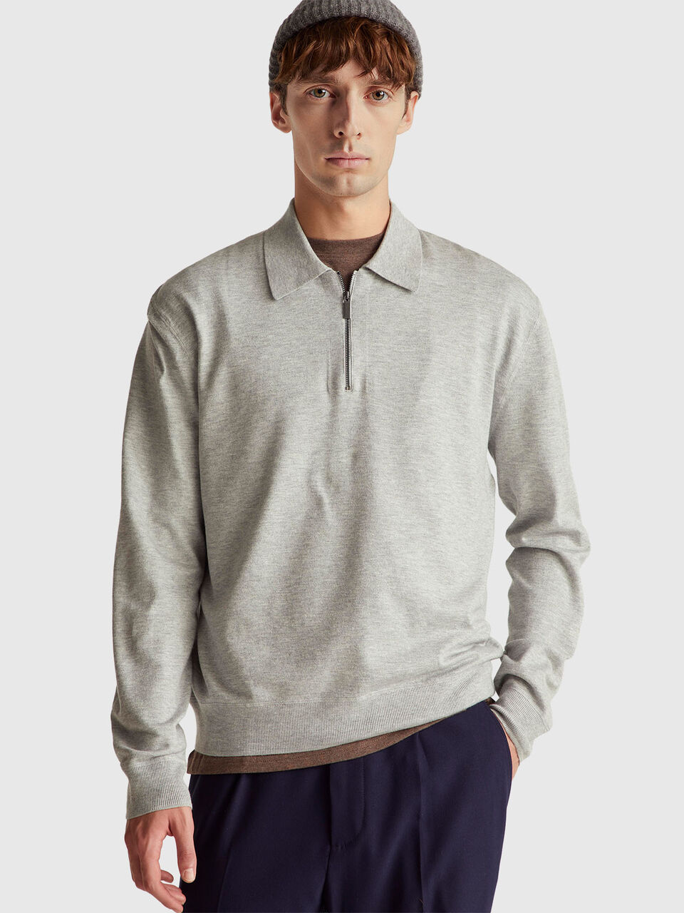 Knit polo in viscose blend