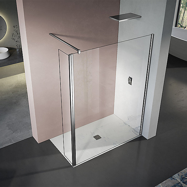 GRAND VERRE paroi de douche avec retour pivotant 60 30 cm hauteur 200 cm avec barre de fixation 90cm en chromé
