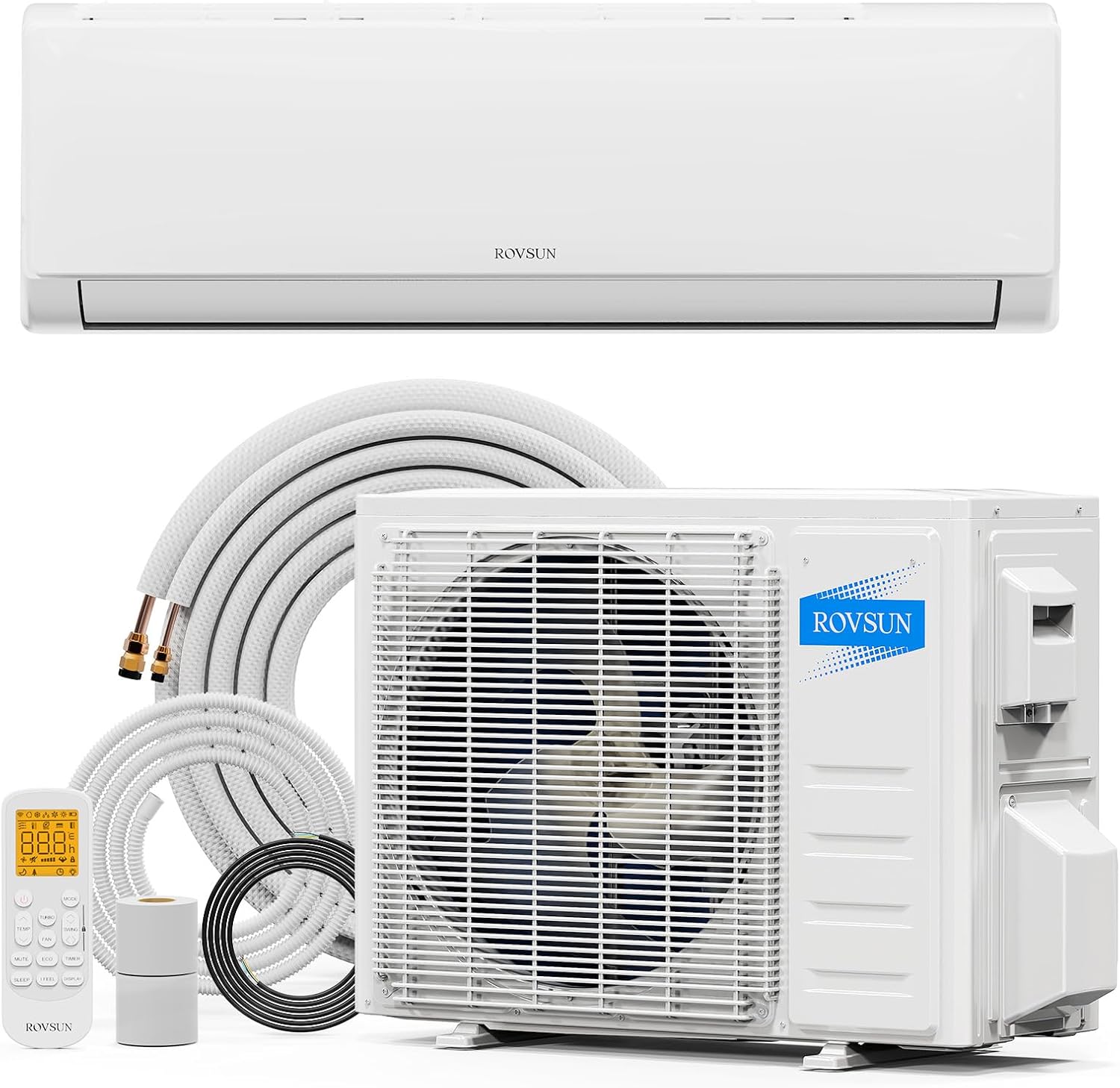ROVSUN 12000 BTU Mini Split AC/Heating System with Inverter, 21 SEER2 Energy Saving 115V Ductless Split-System Air Conditioner with Pre-Charged Condenser, Heat Pump, Remote Control & Installation Kit