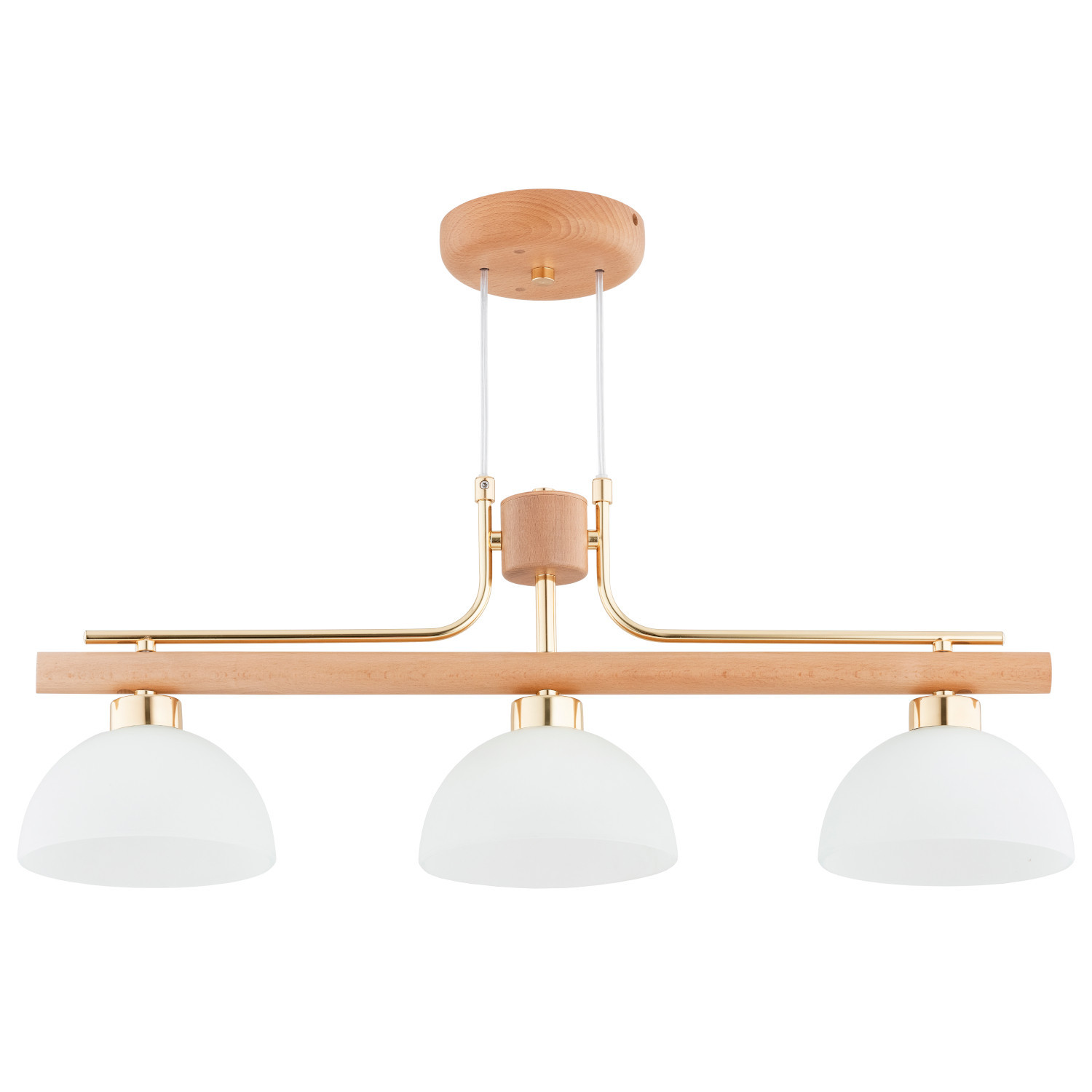 Lampa wisząca LESSI jasne drewno-biała-złota 3xE27x15W IP20 Alfa