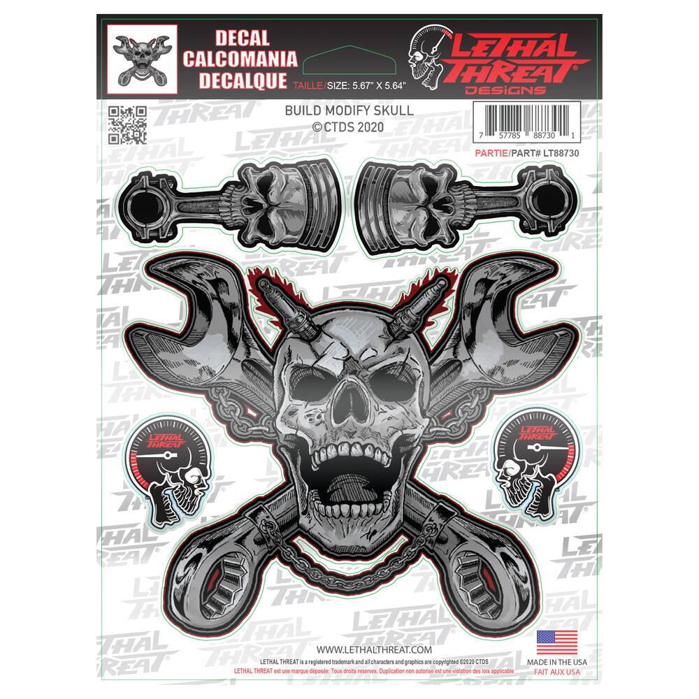 Lethal Threat Chrome Skull Decal