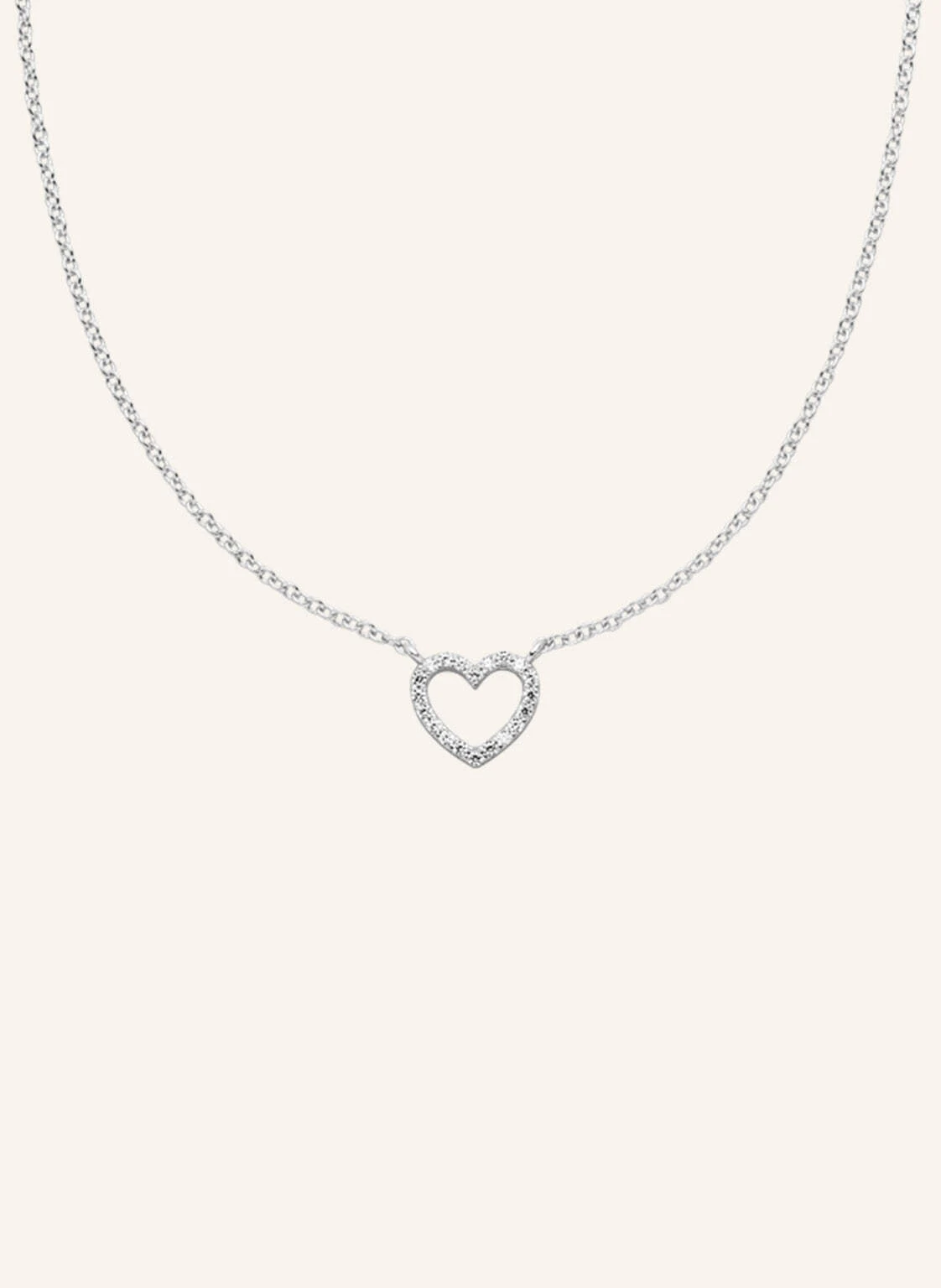 VEYNOU Halskette HERZ aus 14 Karat Weißgold und 0,10ct. Lab-Grown Diamanten