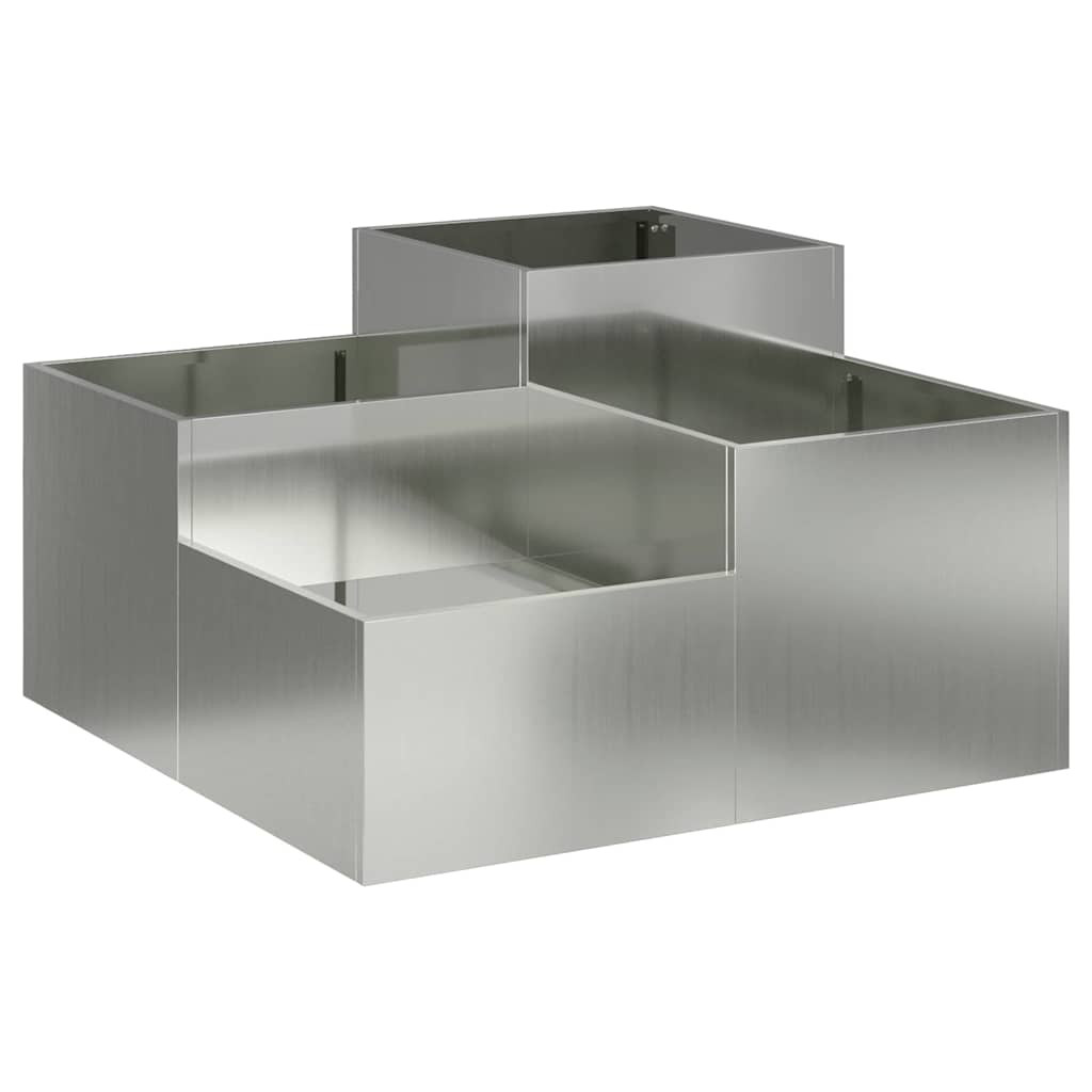 Donica Ogrodowa Doniczka Stalowa Srebrna 80 x 80 x 48 cm