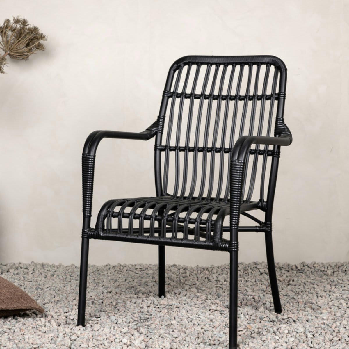 CABIMAS - Fauteuil extérieur vintage en rotin noir