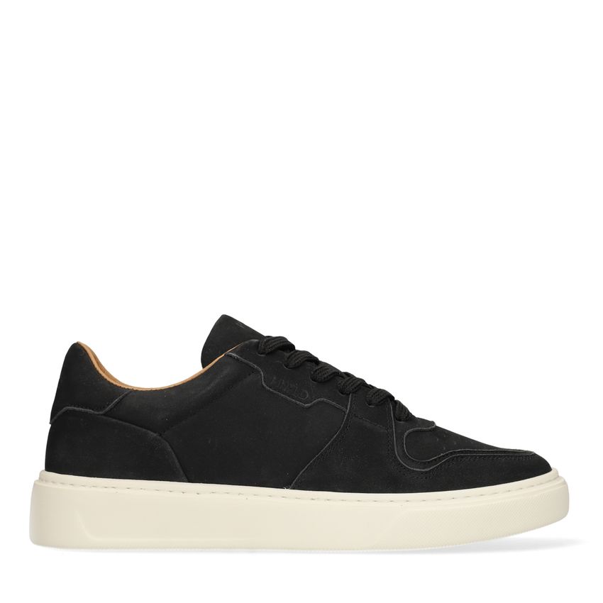 Manfield Zwarte nubuck sneakers