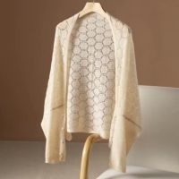 PEACH ACCESSORIES Delicate Open Knit Cape with Button Detail