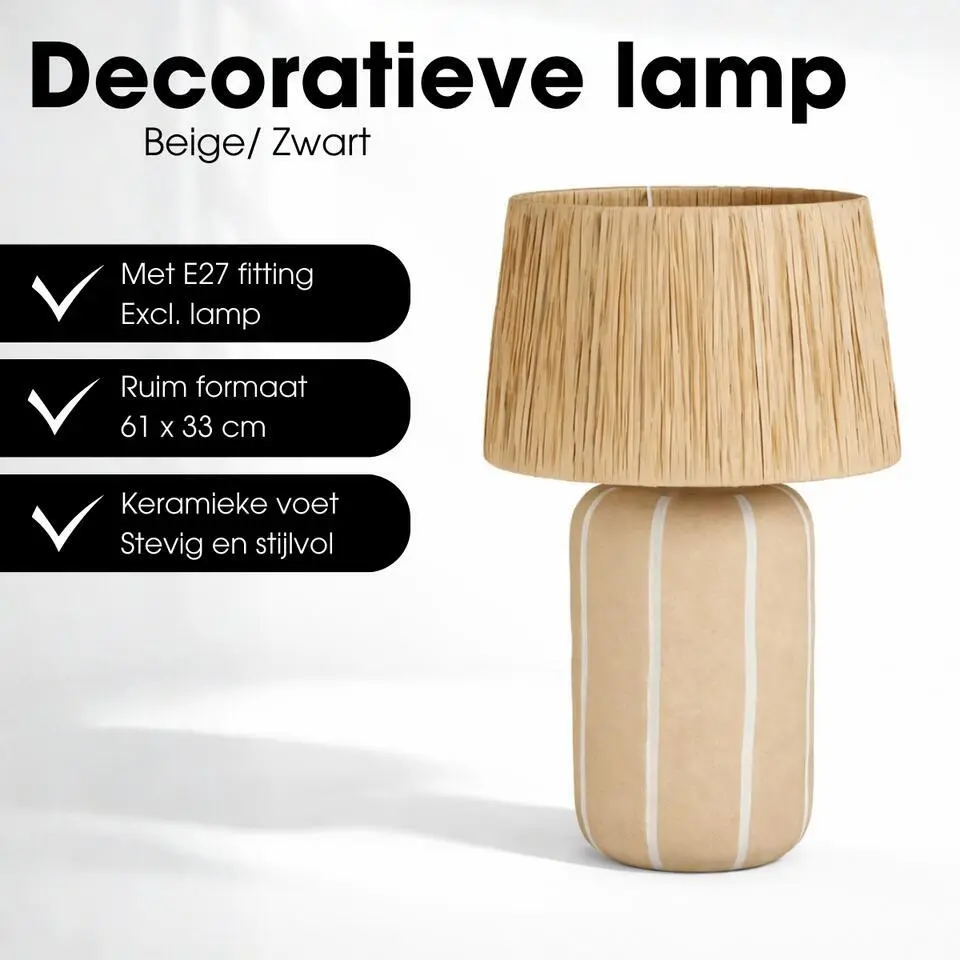 Mica Decorations Denton Tafellamp Woonkamer - Beige