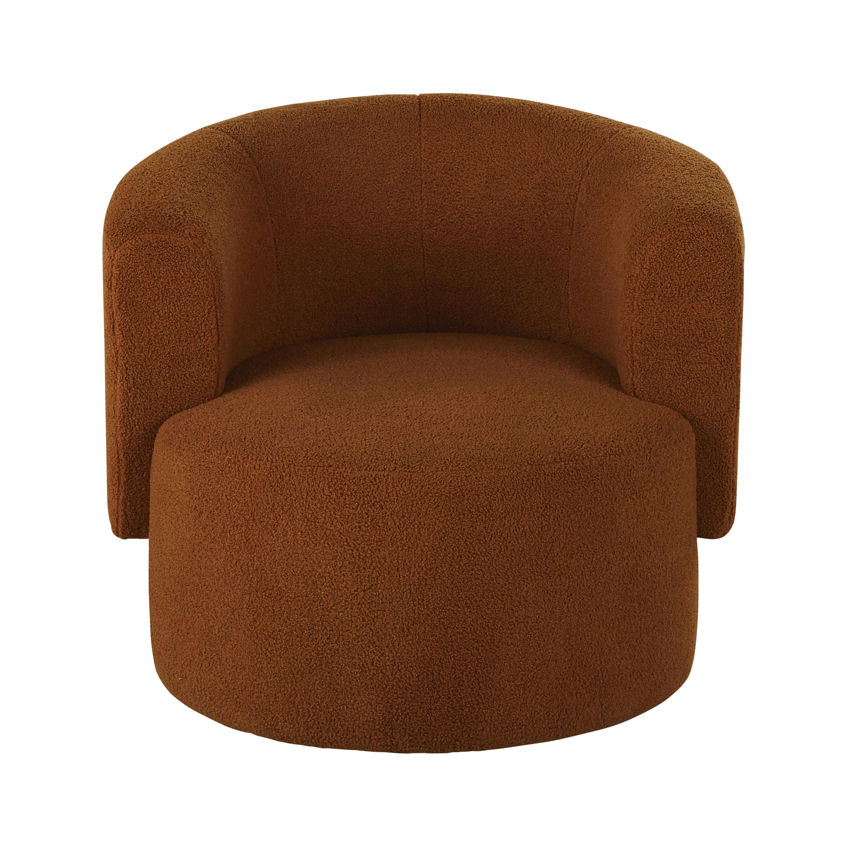 - Fauteuil en tissu orange écureuil effet laine bouclée