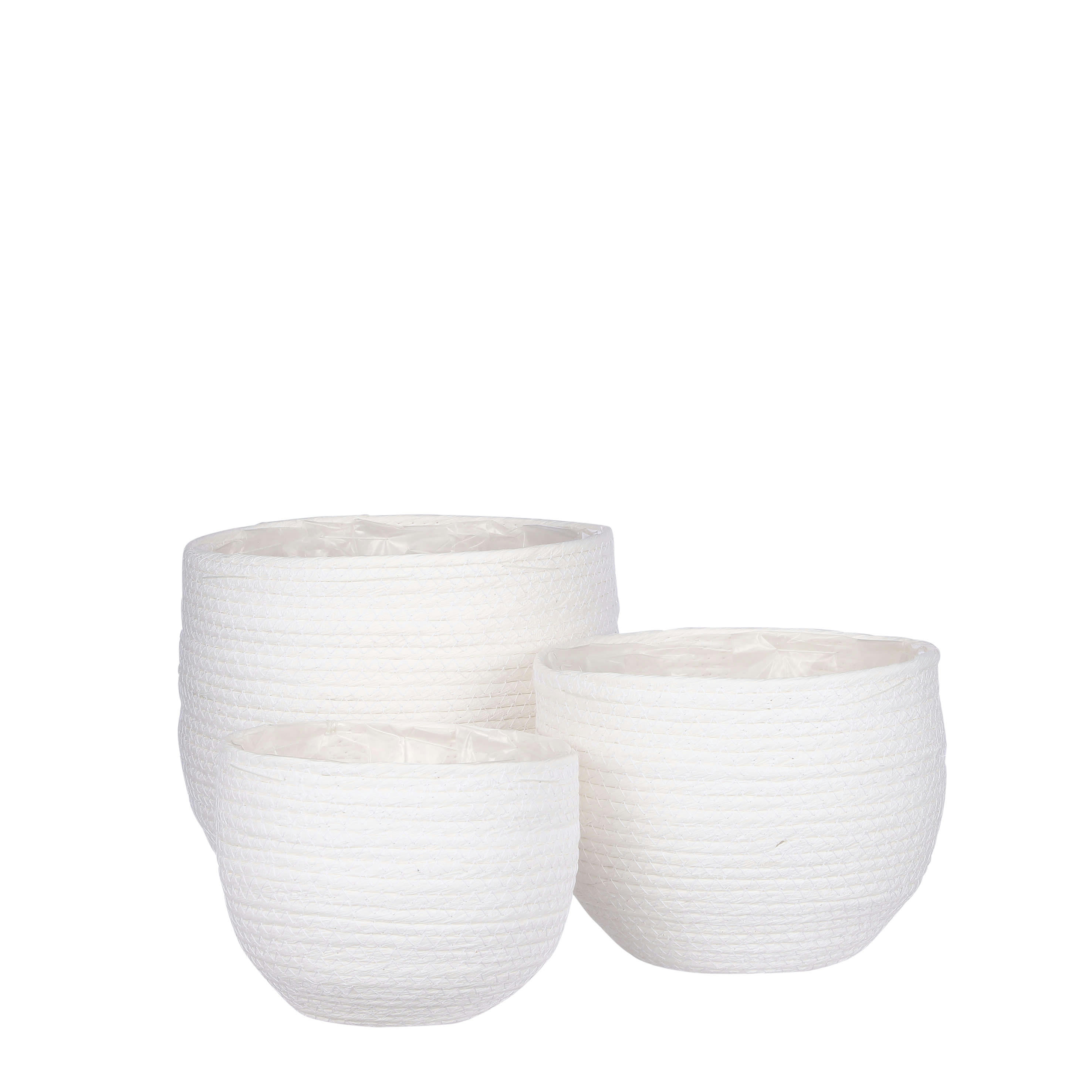 JORCK - 3 cache-pots en papier blanc cassé D26