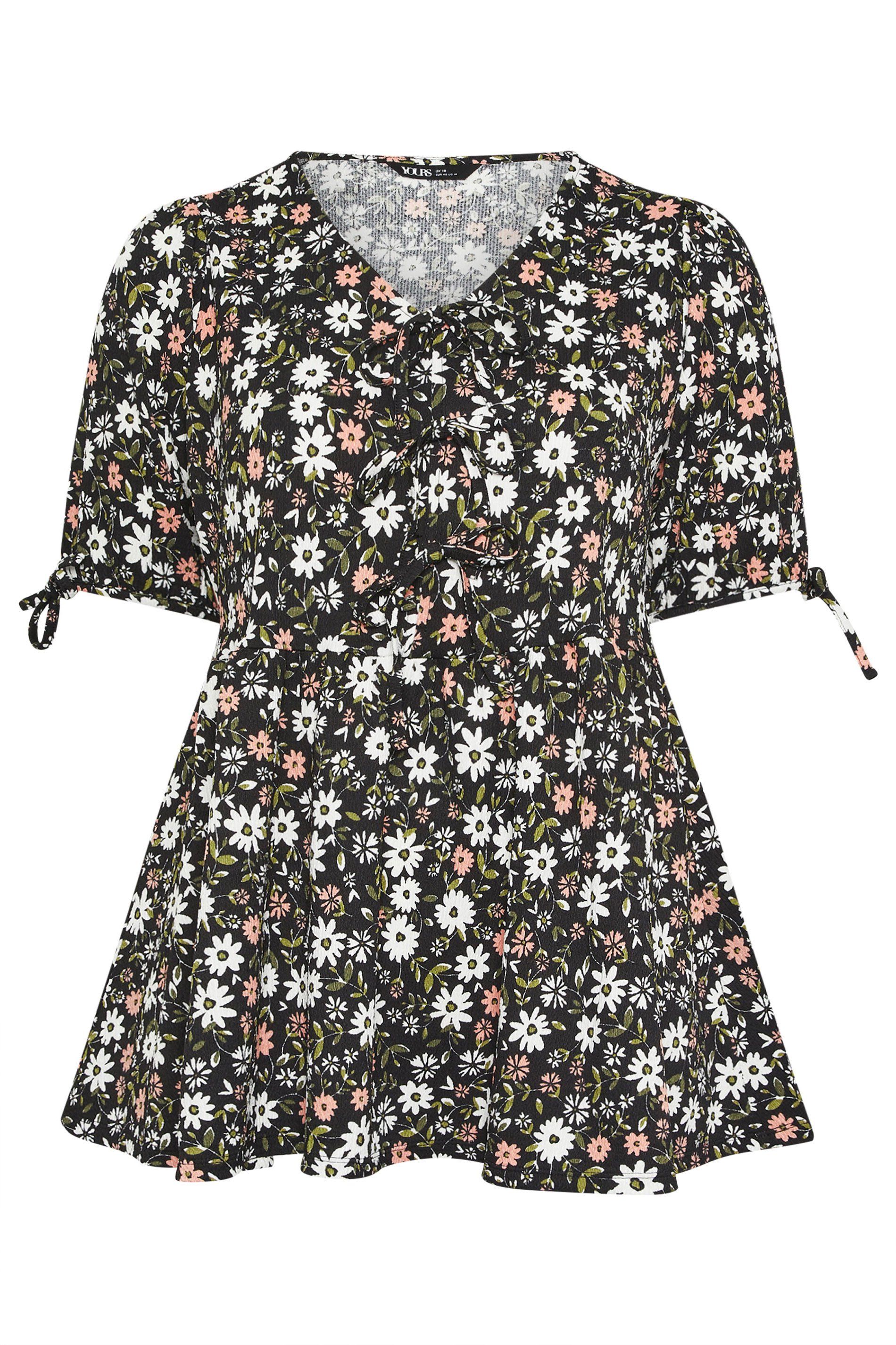 Yours Floral Bow Front Peplum Top