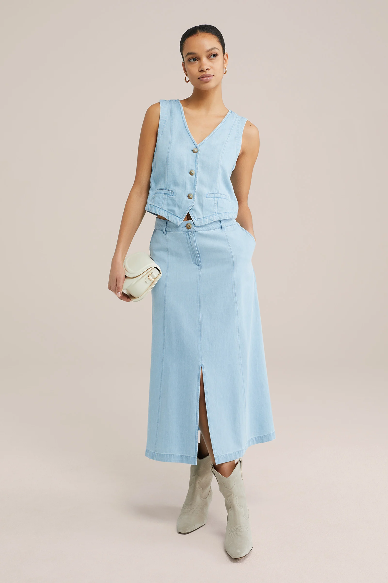 Dames regular fit denim gilet