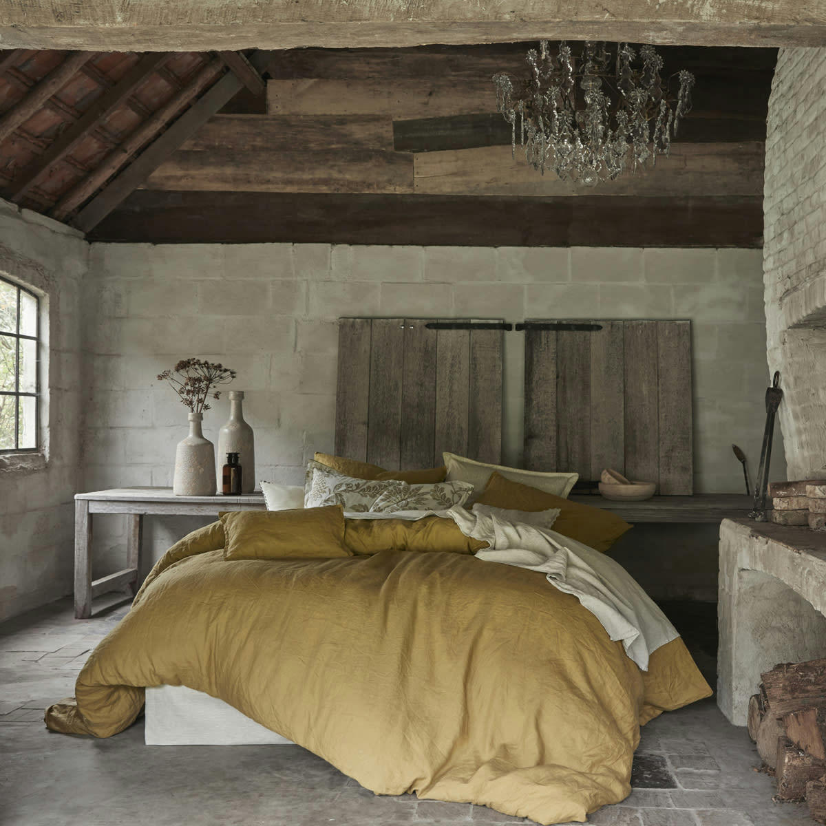 NOUVELLE VAGUE - Housse de couette en lin jaune 240x220