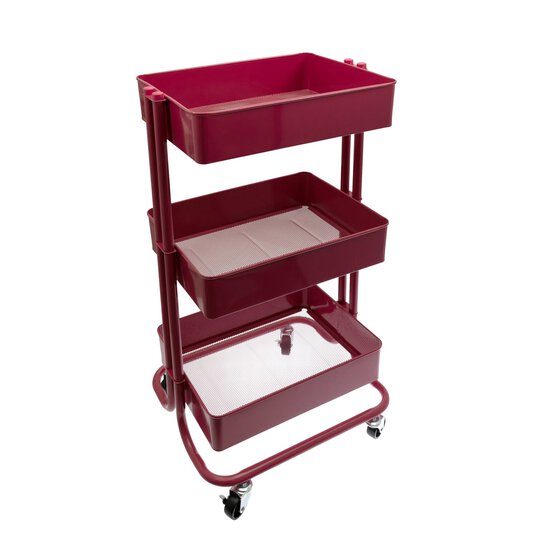 Dusty Pink Three Tier Storage Trolley
