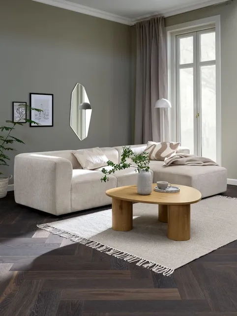Modulsofa SKEJBY 3-pers. chaiselong beige stof