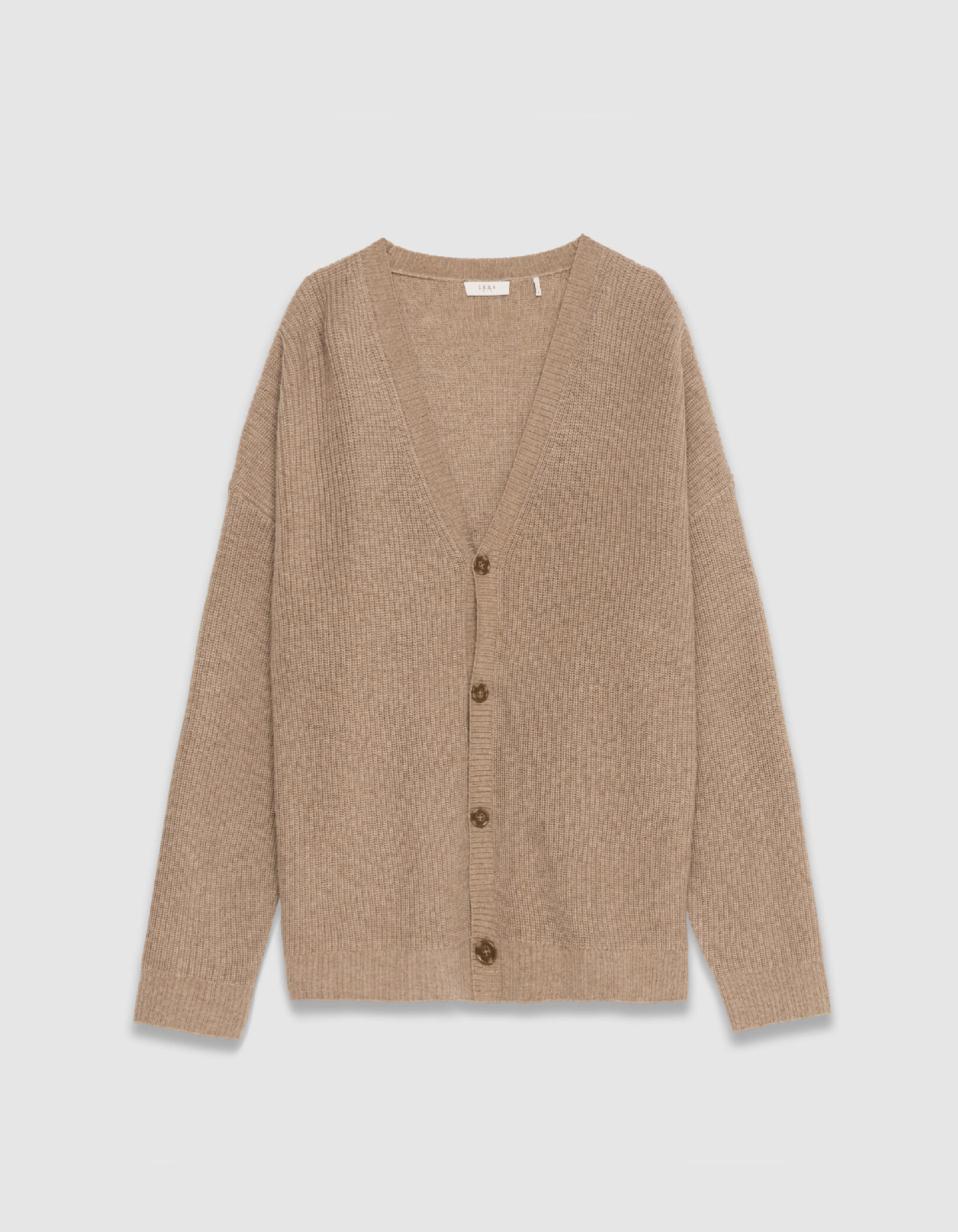 Cardigan beige tricot boutonné encolure V Homme