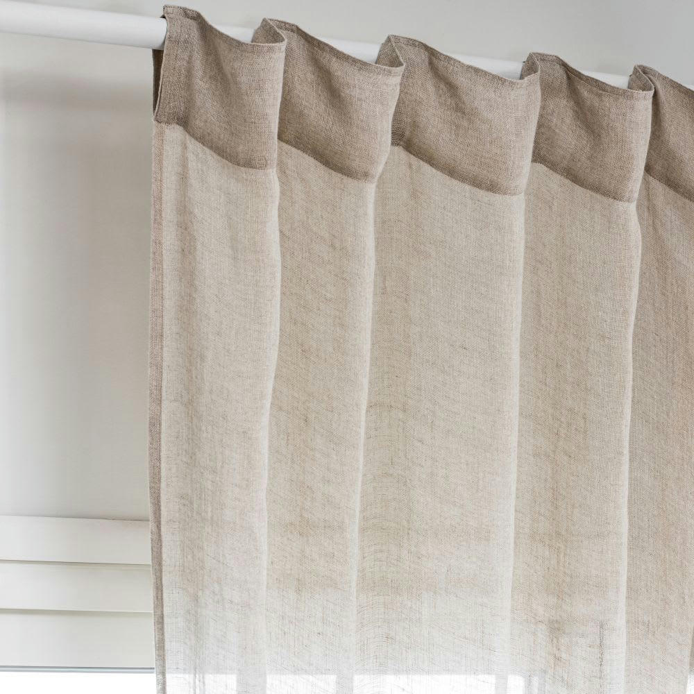 - Rideau à passants voilage en lin beige à l'unité 140x260