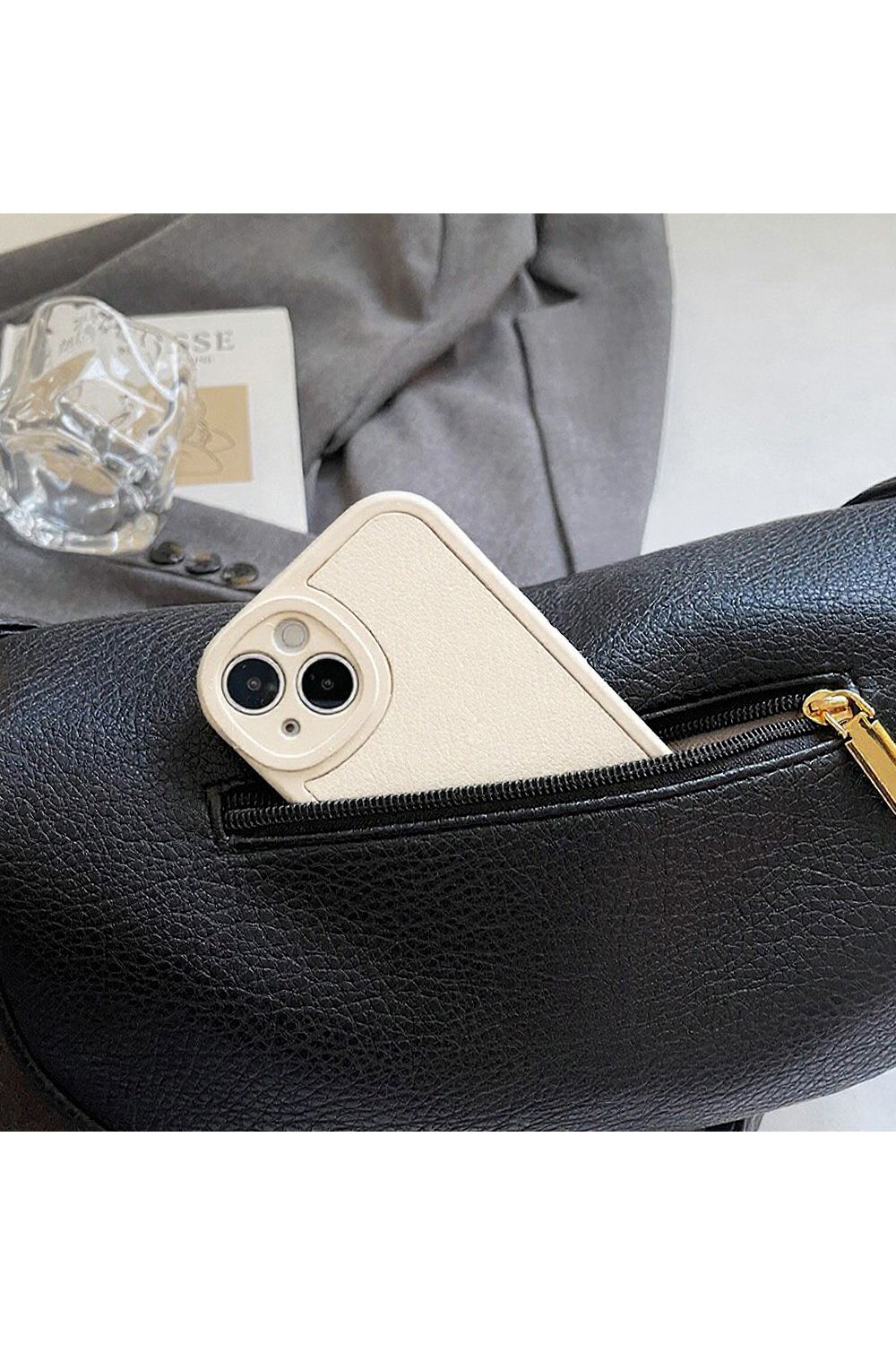 XY London Helen' Shoulder Bag with Magnetic Snap and Zip Closure