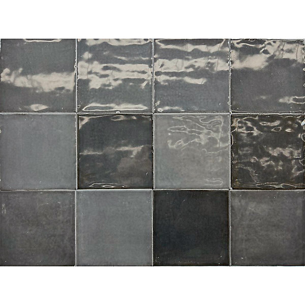 Carrelage mur intérieur/exterieur. Grès cérame Zellige Coal Anthracite12x12 cm x ép 8,3 mm