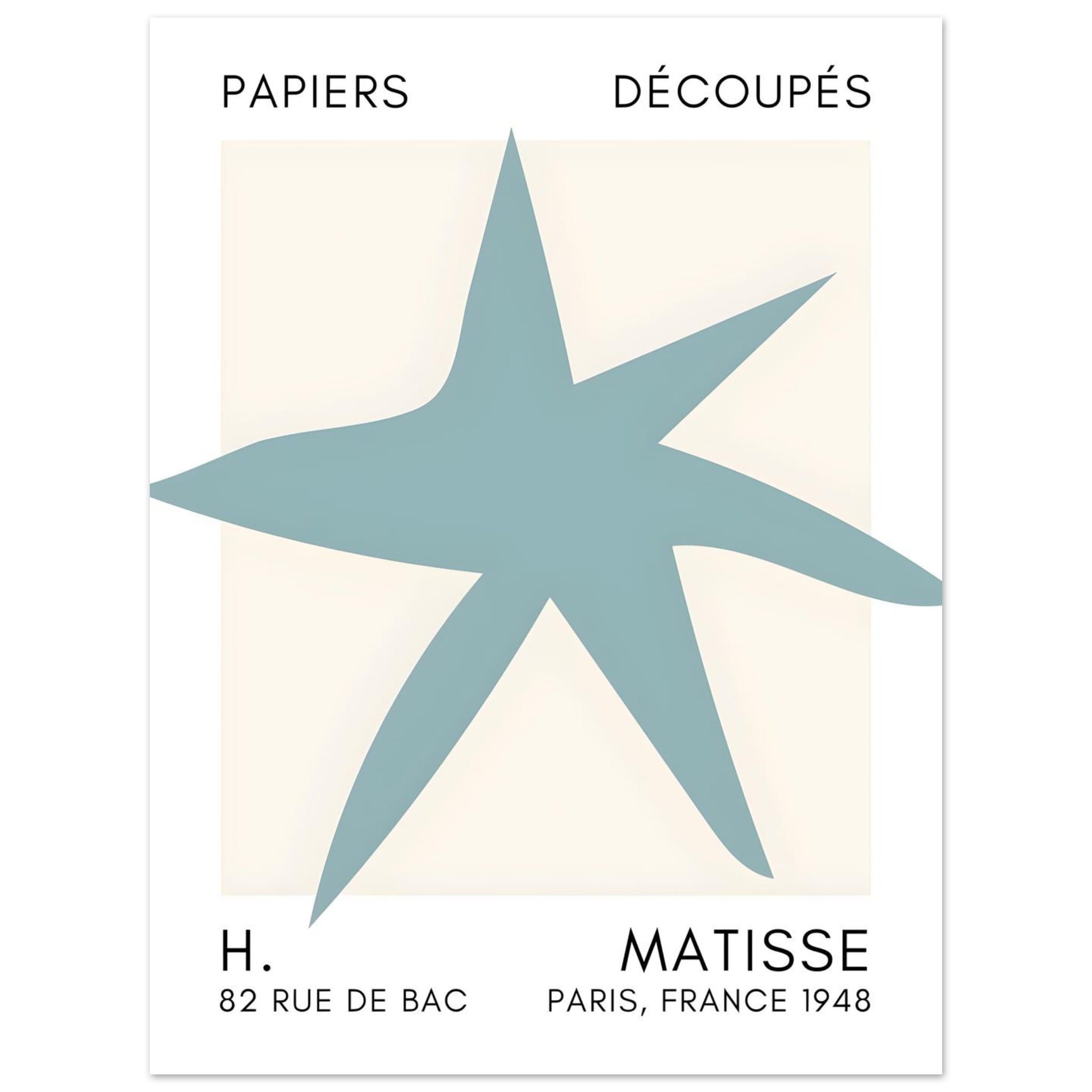 Artfulprints Poster Matisse – Star of the sea turquoise  - 30x40 cm - Turquoise