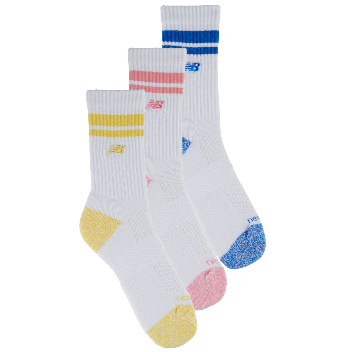 New Balance - ACTIVE LIFESTYLE STRIPED CREW SOCKS 3 PACK - White