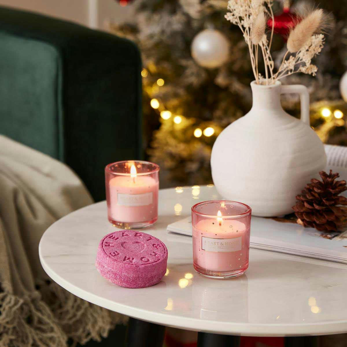- Set cadeau petite bougie et 2 bombes de bain heart and home