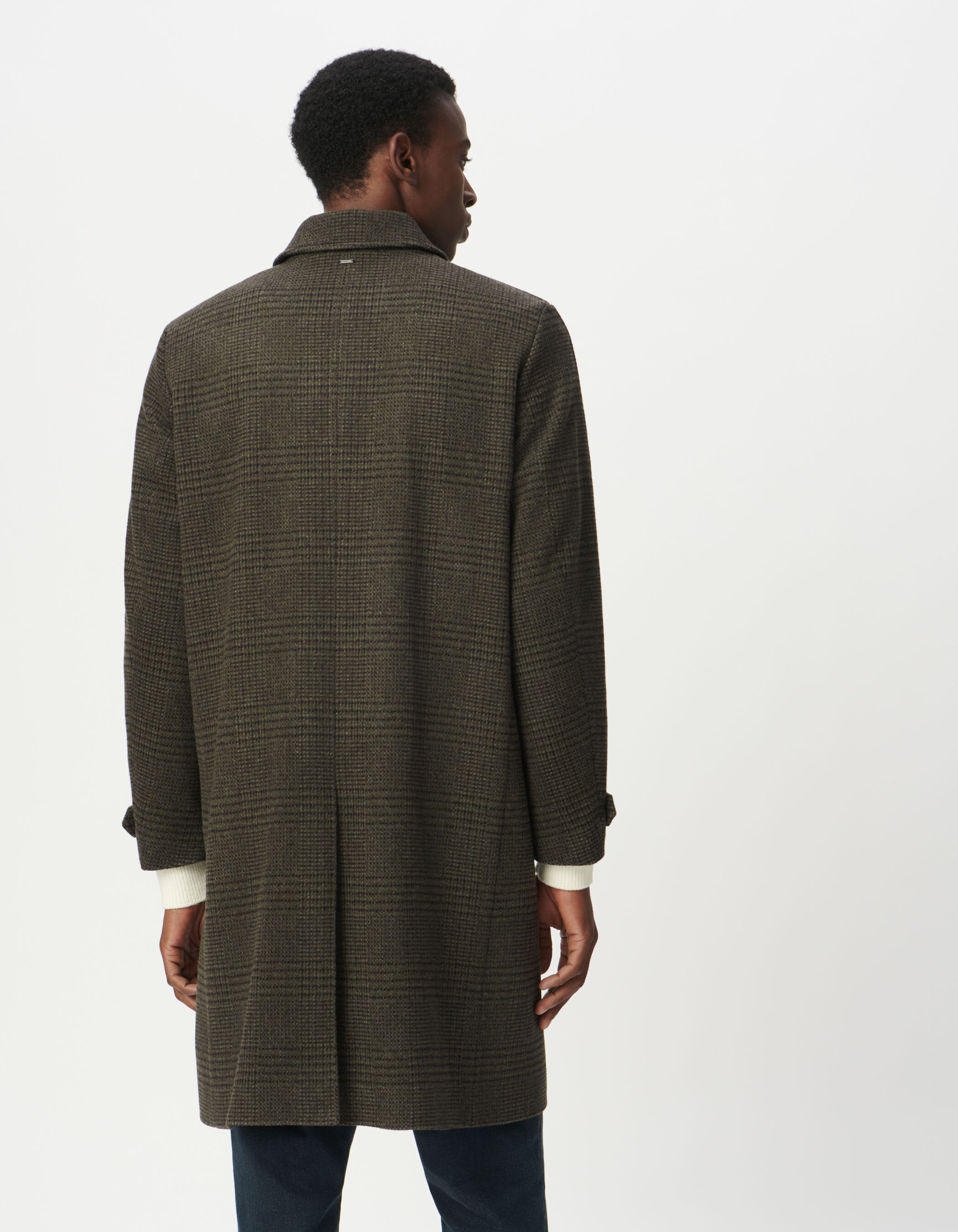 Manteau kaki à motif carreaux Homme