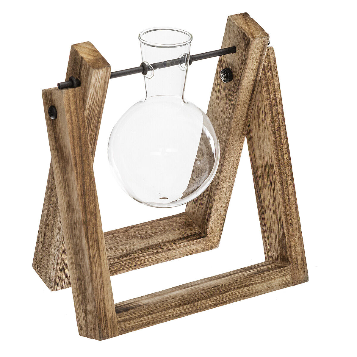 Jarra de vidro com suporte em madeira