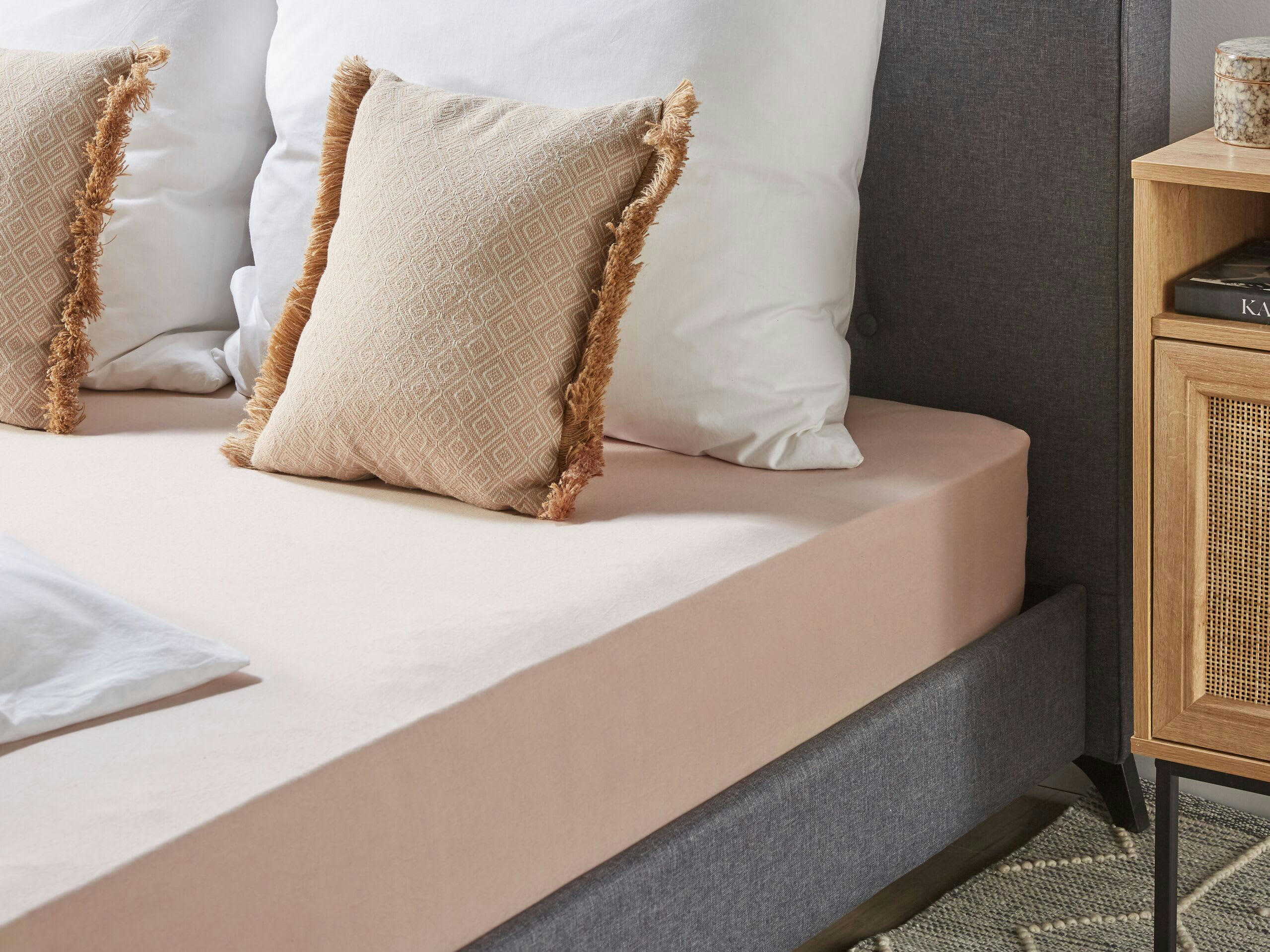 HOFUF - Drap-housse en coton 160 x 200 cm beige