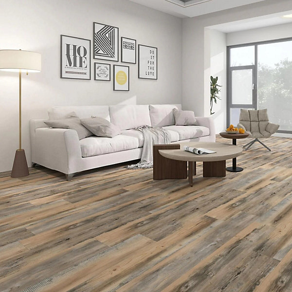 LAME PVC CLIPSABLE ASPECT BOIS PIN VIEILLI (5,5MM D'EPAISSEUR) SOUS-COUCHE INTEGREE, GARANTIE 20 ANS