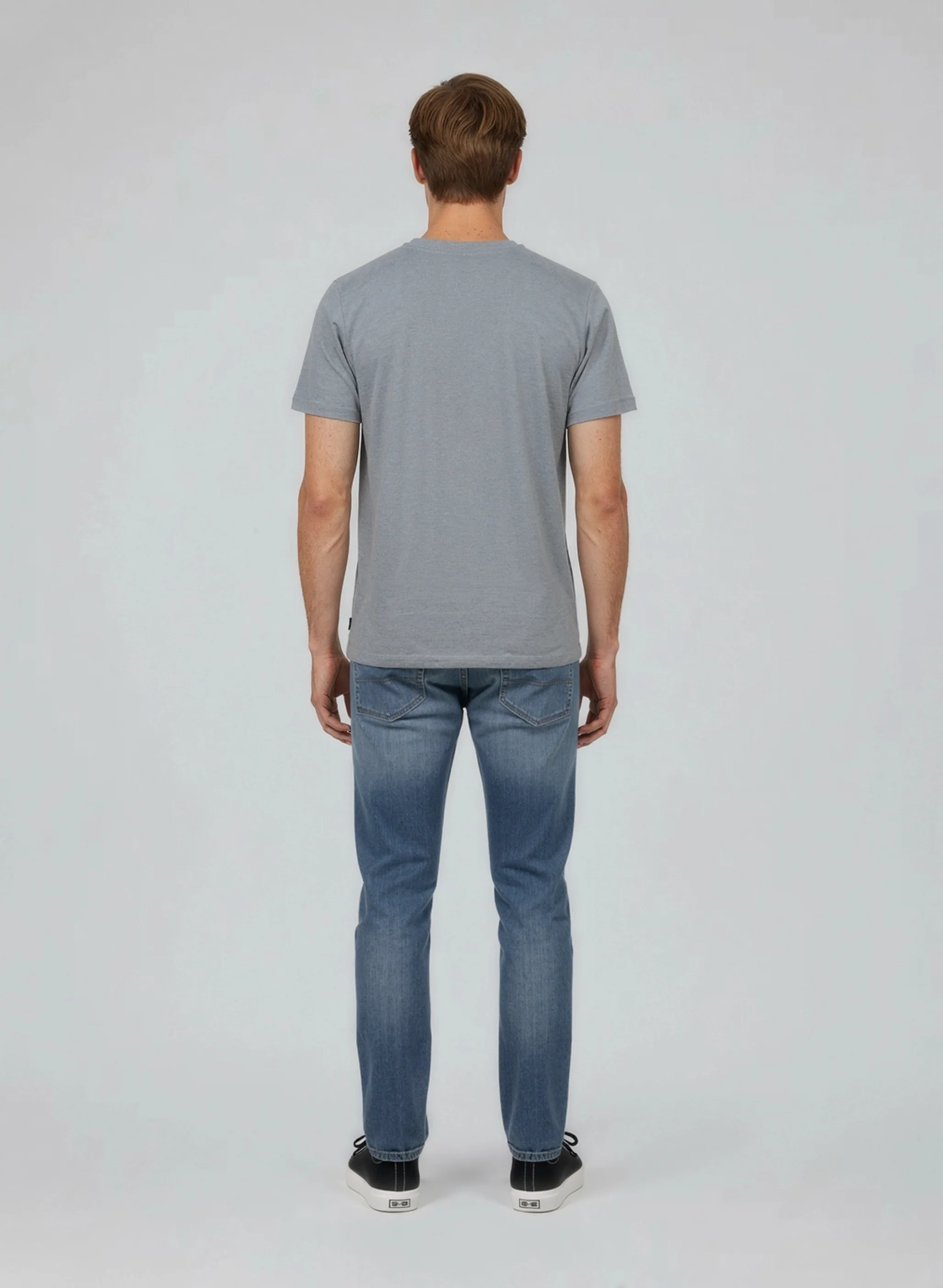 T-shirt manches courtes slim gris mélangé coton stretch BART