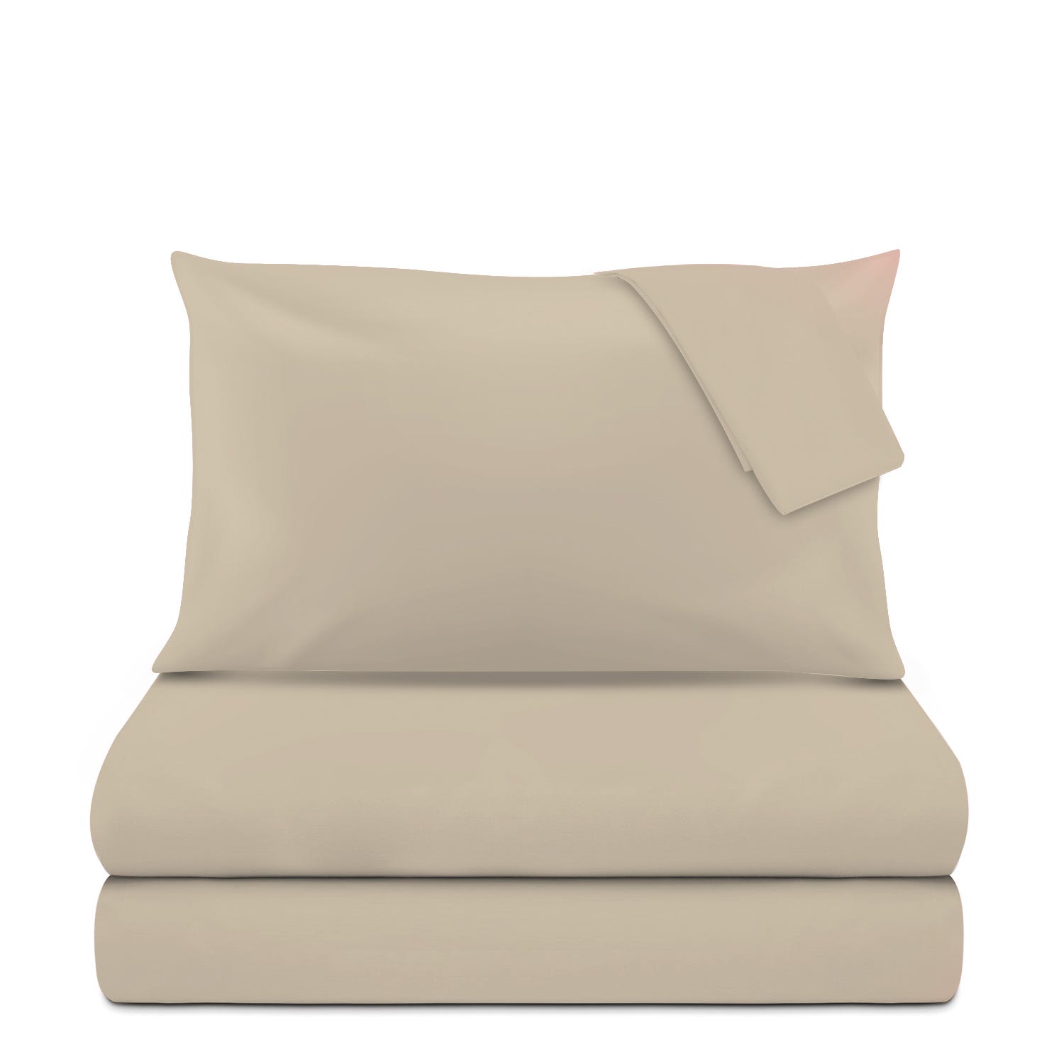 Completo letto matrimoniale cotone sabbia tinta unita