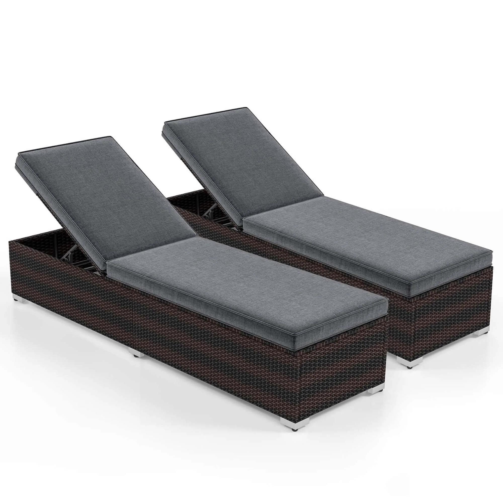 1/2 PCS Outdoor Chaise Lounge Patio Wicker Lounge Chair