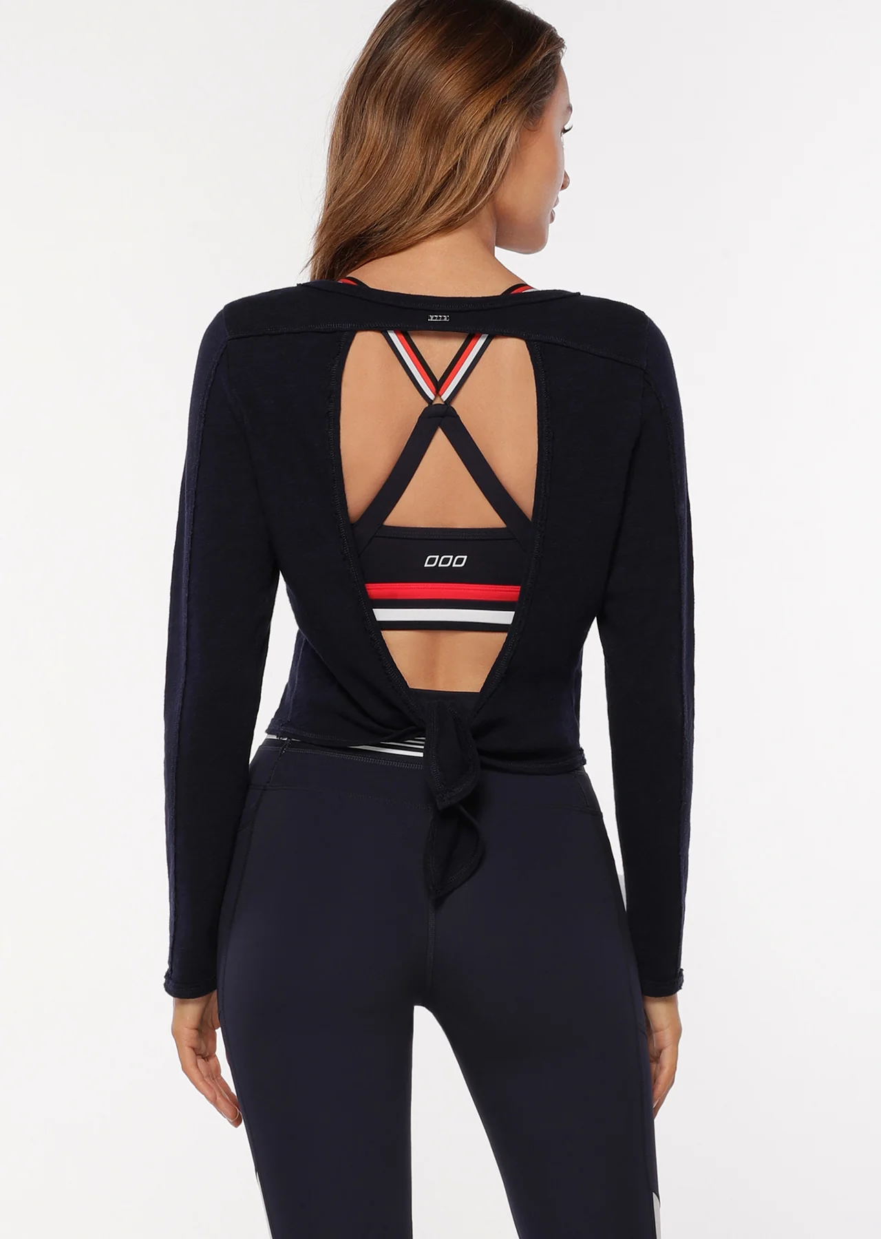 Open Back Cropped Long Sleeve Top