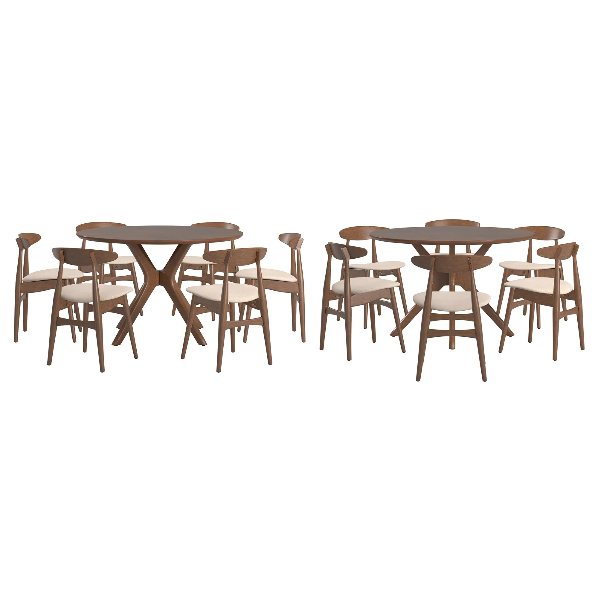 Sylvestria Mid-Century Walnut Finish Round Dining Set