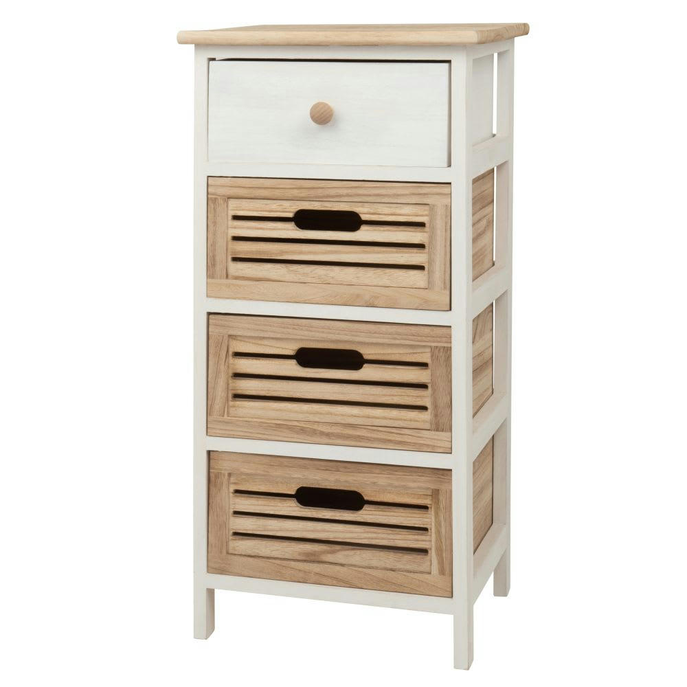 ELEONORE - Petit meuble de rangement 4 tiroirs en paulownia