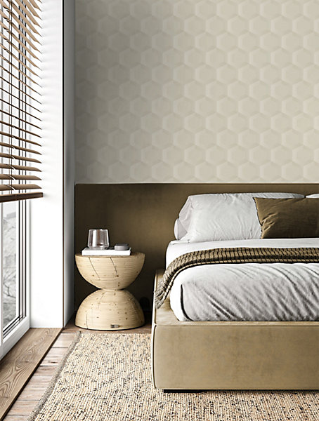 Origin Wallcoverings papier peint hexagone 3d beige clair 53 cm x 10.05 m