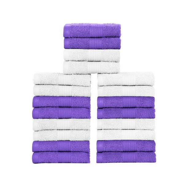 Cotton 600 GSM Assorted Color Quick Drying Wash Cloth by Ample Decor - Pack of 20