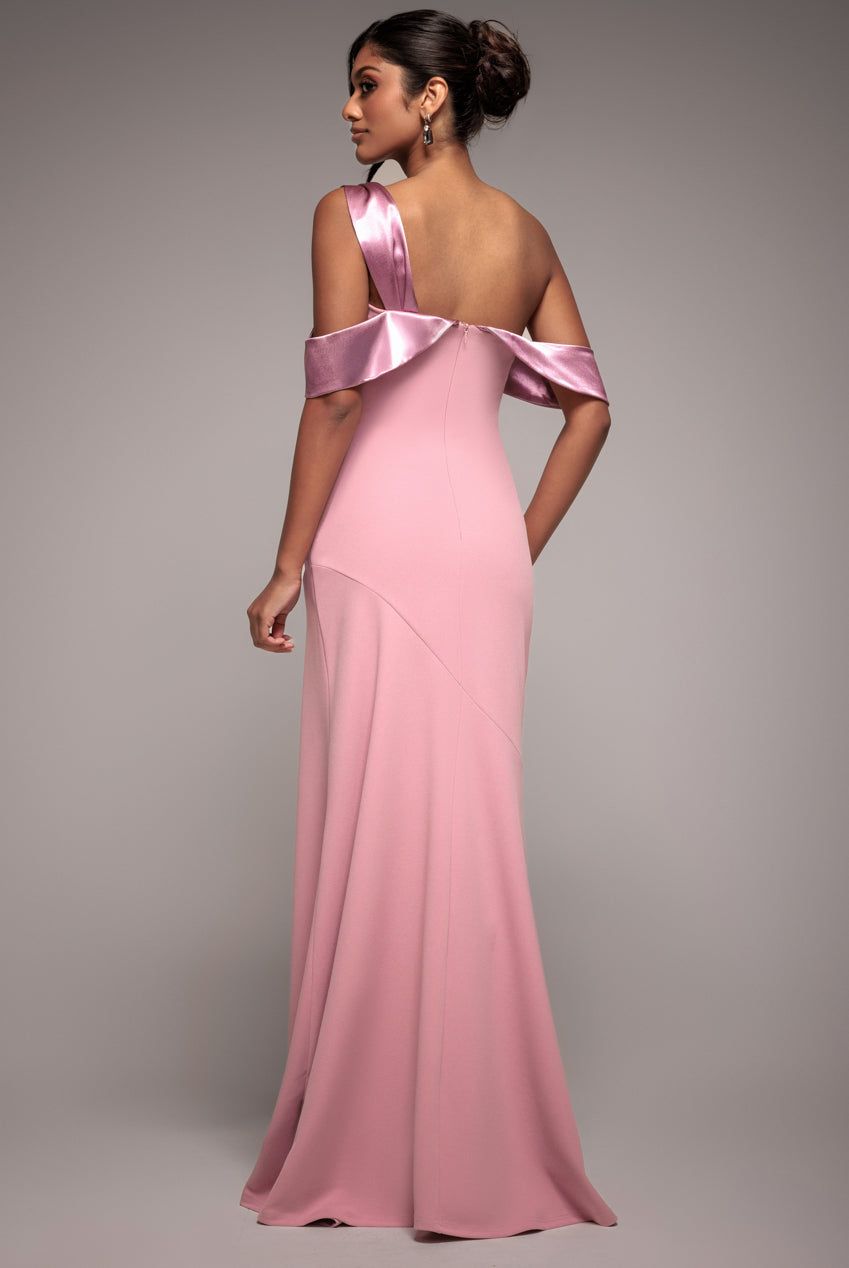 Goddiva One Shoulder Satin Band Maxi Dress