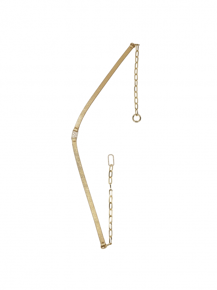 Gold belt with chain and monogram