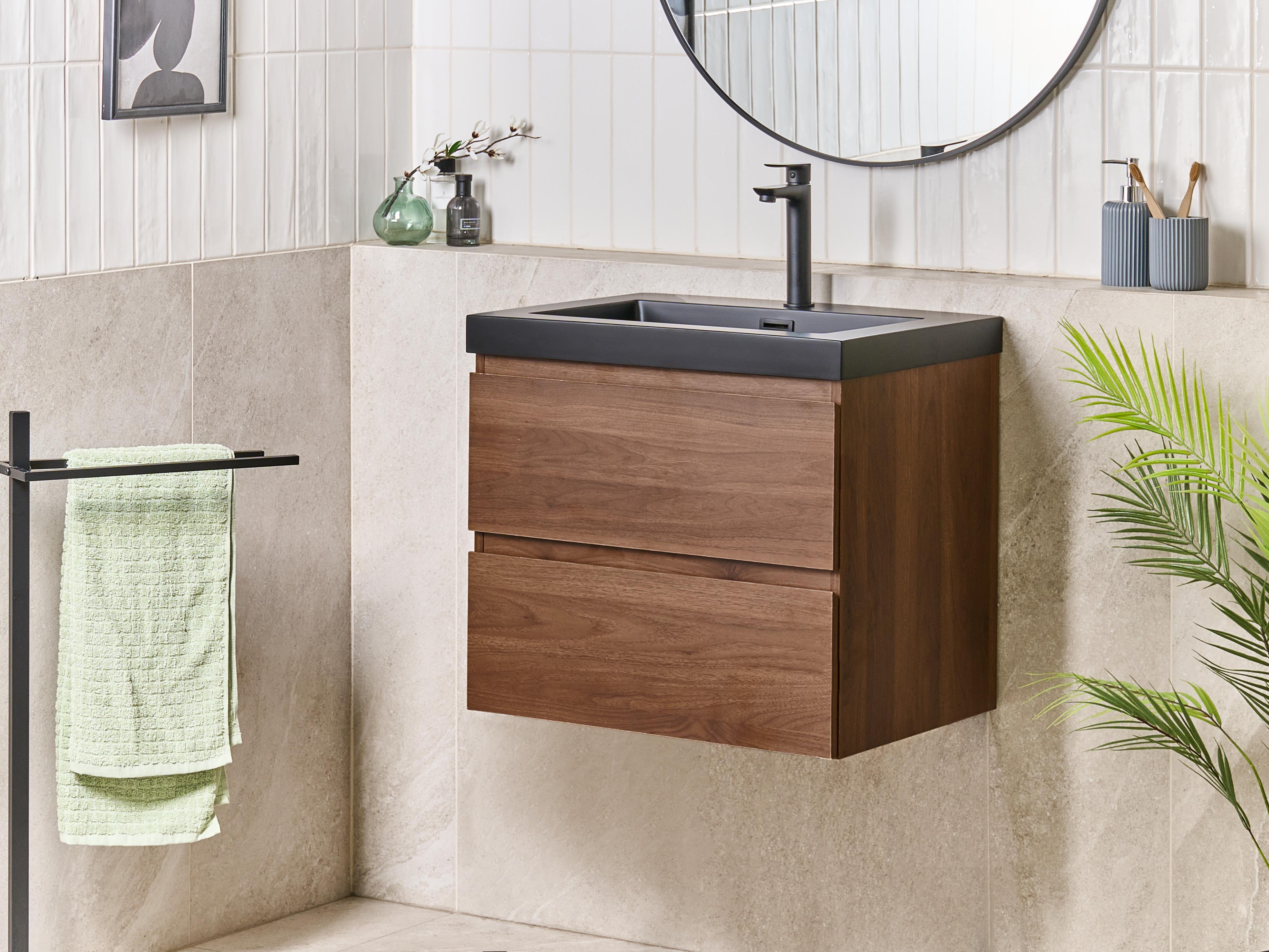 Wall Mounted Vanity Unit with Basin CARDIEL Dark Brown