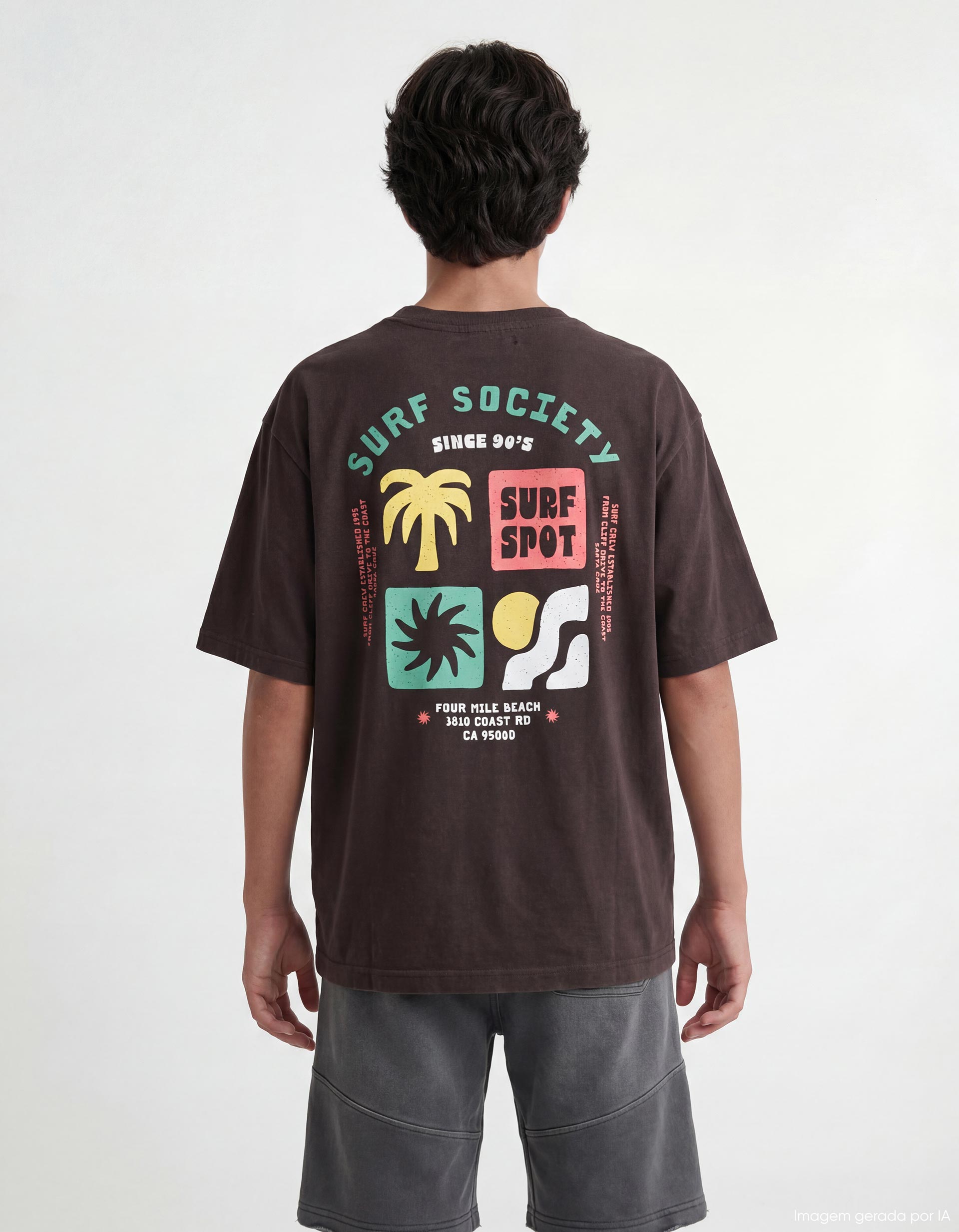 T-shirt Estampada, Menino, Preto