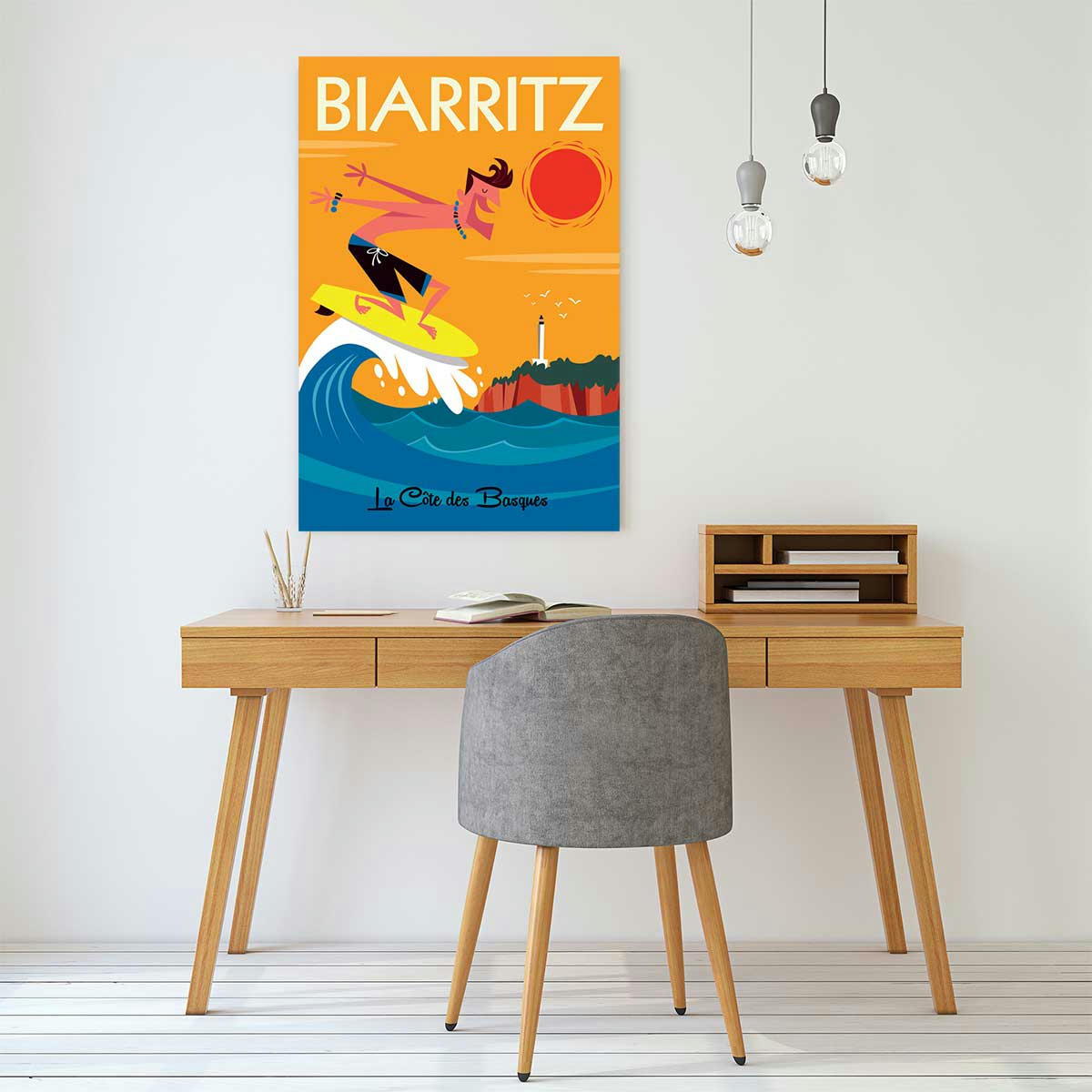 - Tableau surf à biarritz imprimé sur toile 40x60cm